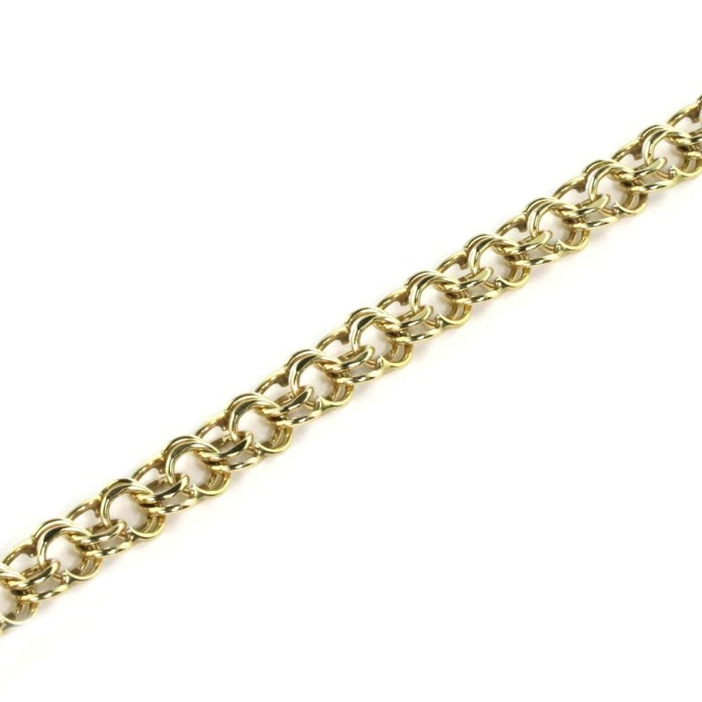 Vintage 14k Yellow Gold Double Ring Charm Bracelet - Picture 3 of 4